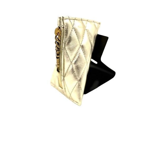 Saint Laurent Berlingo YSL Quilted Metallic Bag Charm*Brand-New w/Dustbag! Gold - Picture 7 of 11